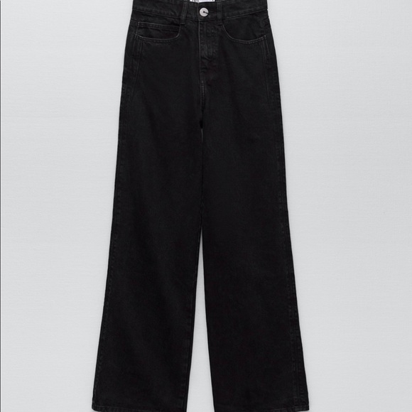 NWT Zara High rise wide leg jeans black size 24 & 28 - Picture 5 of 12
